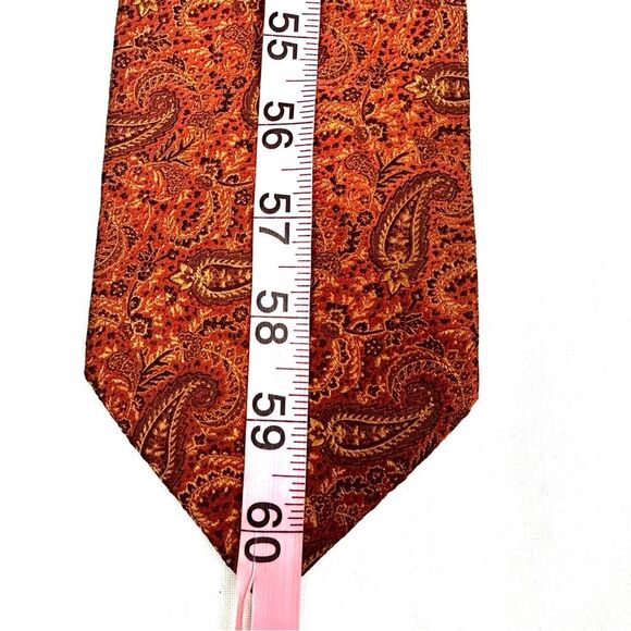 Jos.A.Bank Signature Collection Orange Paisley Print Men's Silk Tie / Necktie - Picture 9 of 9
